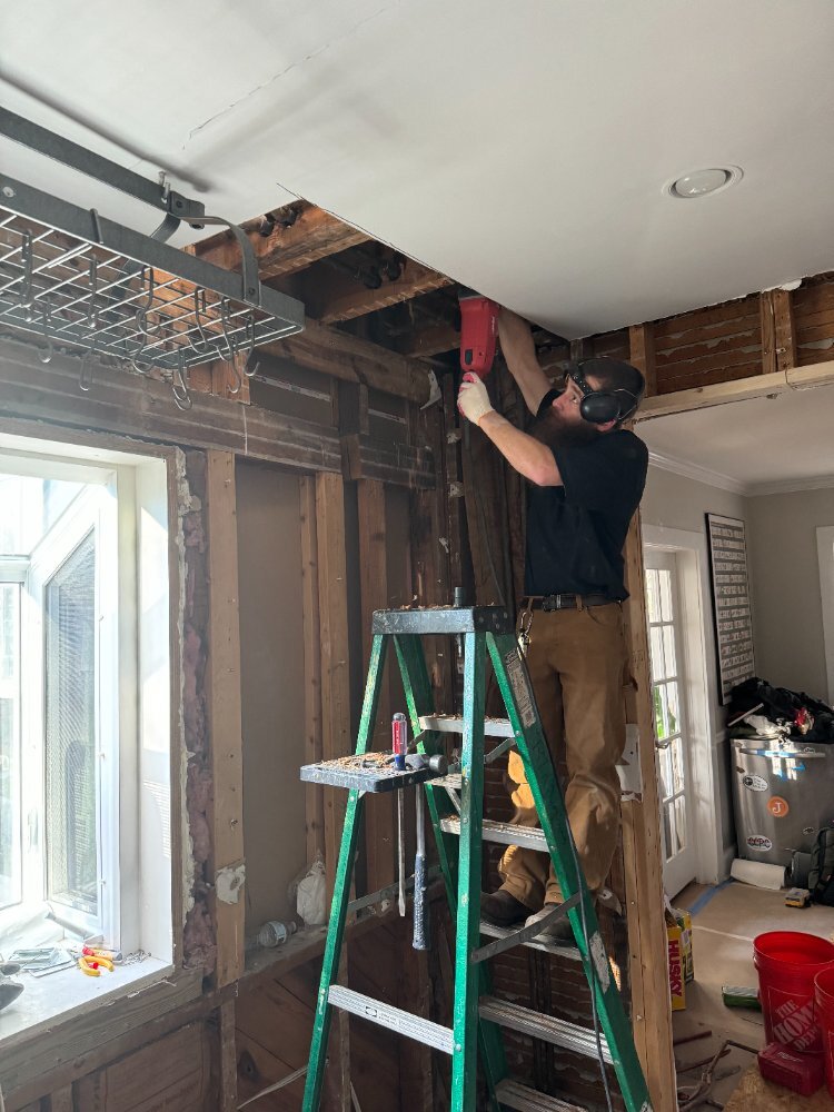 Demolition work in progress for the kitchen remodel in Chevy Chase, MD.