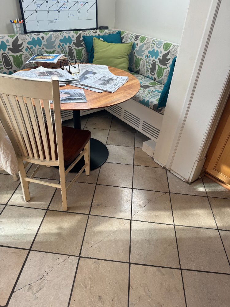 Existing breakfast nook with built-in seating before remodeling in Northwest Washington, D.C.