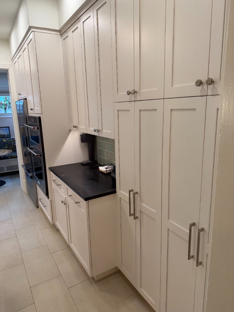 Floor-to-ceiling pantry cabinetry and built-in coffee station in a custom kitchen remodel in Northwest Washington, D.C.