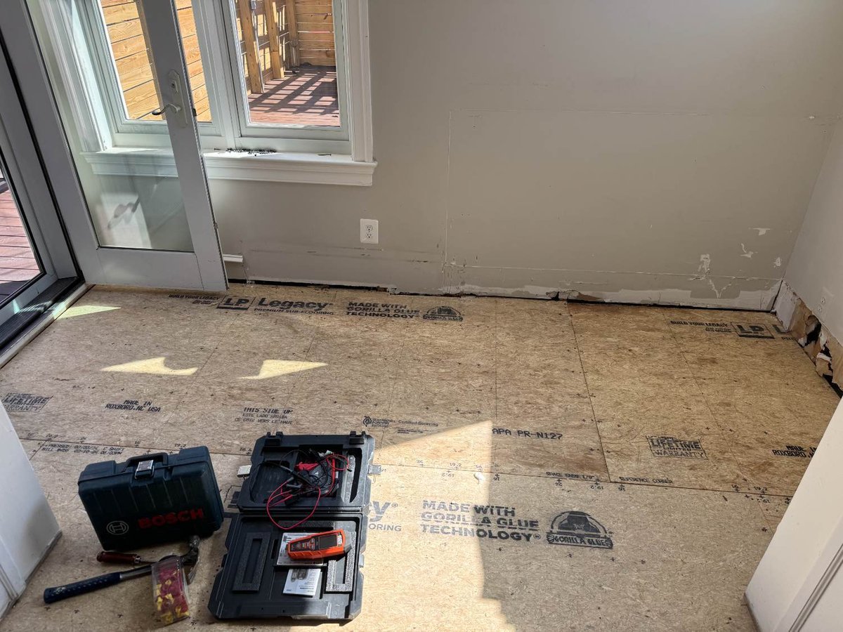 Kitchen subfloor installation during remodeling in Northwest Washington, D.C.