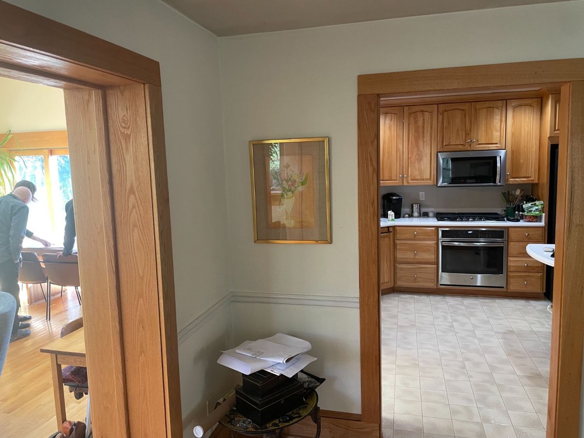 Before view of the kitchen entry and connecting spaces prior to a kitchen remodel in Kensington, MD.